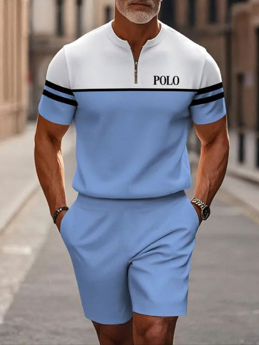 Short Sleeve Zipper Two-piece Set