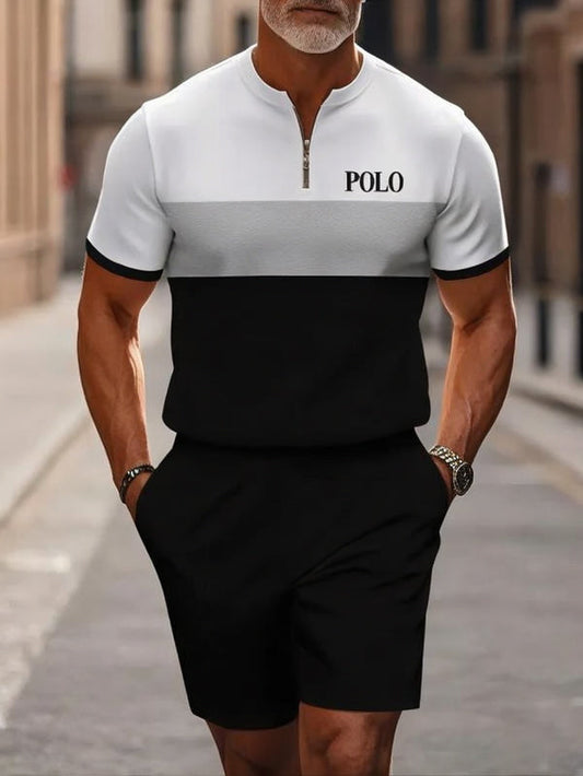 Short Sleeve Zipper Two-piece Set
