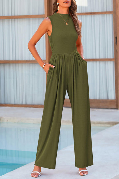 Betty | Sleeveless Wide Leg Rompers