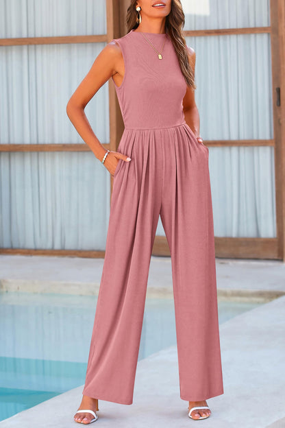 Betty | Sleeveless Wide Leg Rompers