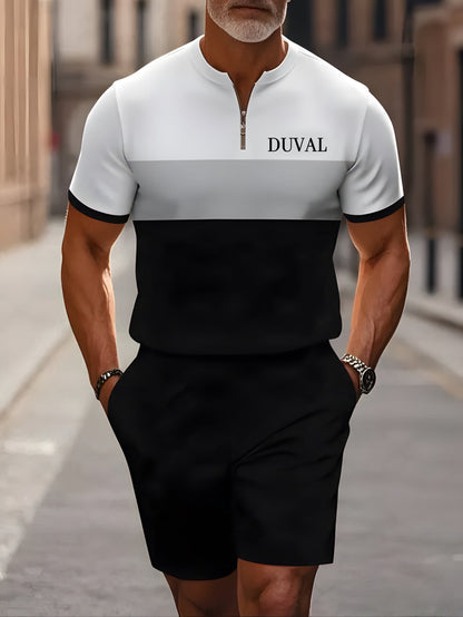 Short Sleeve Zipper Two-piece Set