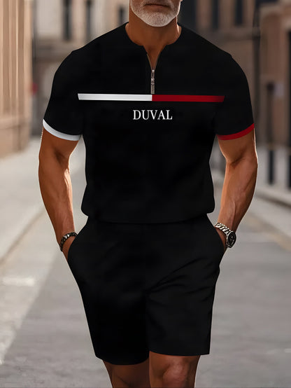 Short Sleeve Zipper Two-piece Set