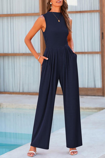 Betty | Sleeveless Wide Leg Rompers