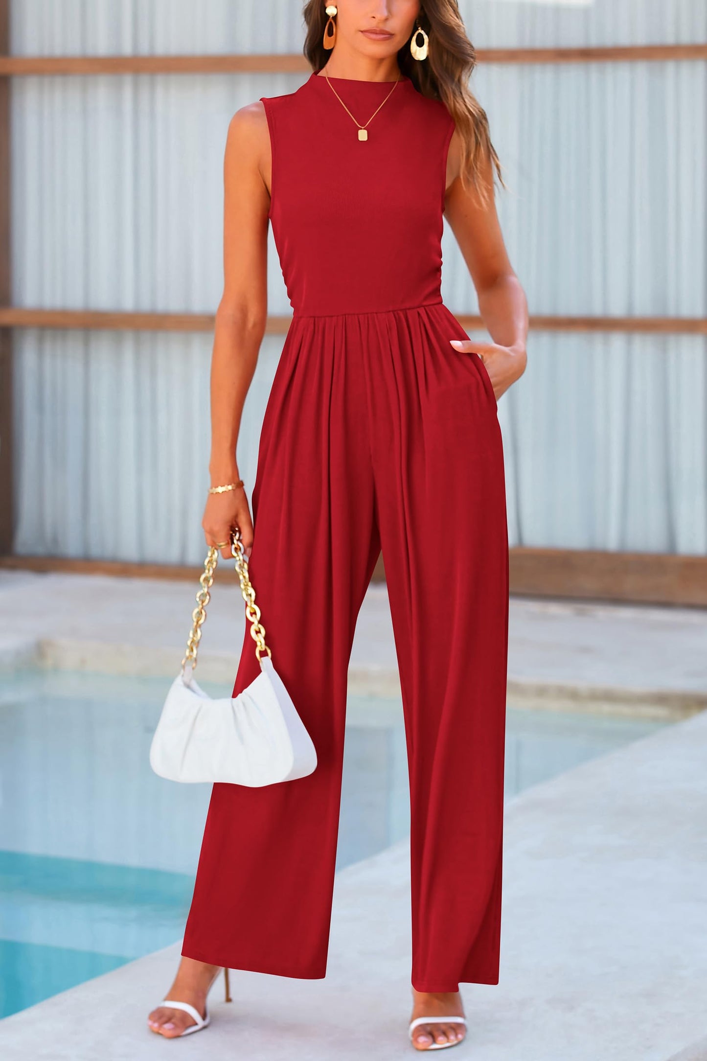 Betty | Sleeveless Wide Leg Rompers