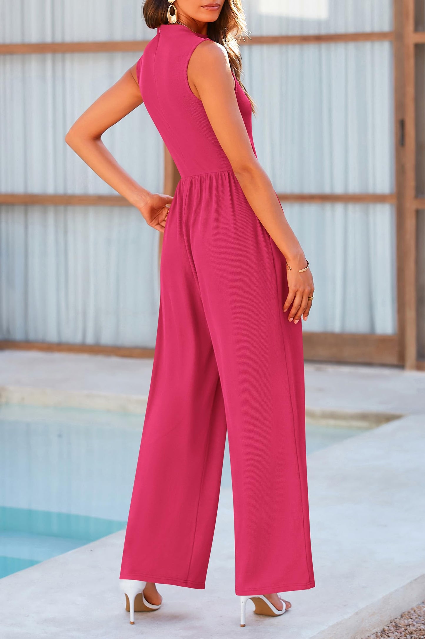Betty | Sleeveless Wide Leg Rompers