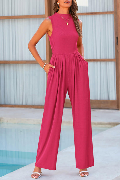 Betty | Sleeveless Wide Leg Rompers