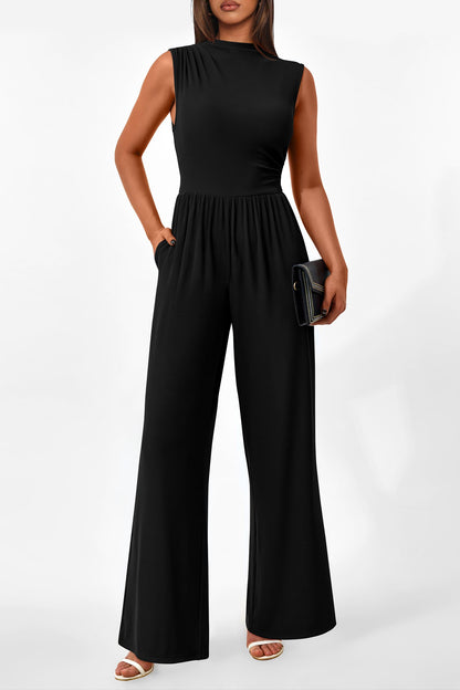 Betty | Sleeveless Wide Leg Rompers