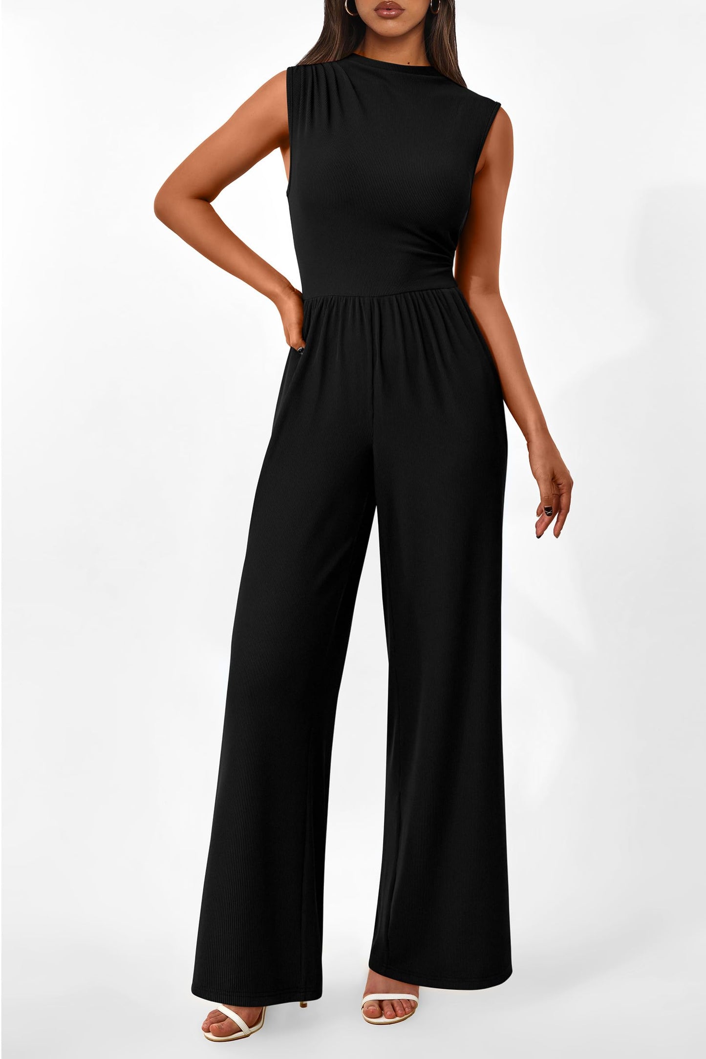 Betty | Sleeveless Wide Leg Rompers