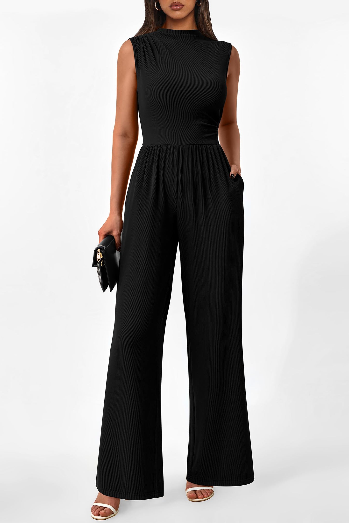 Betty | Sleeveless Wide Leg Rompers