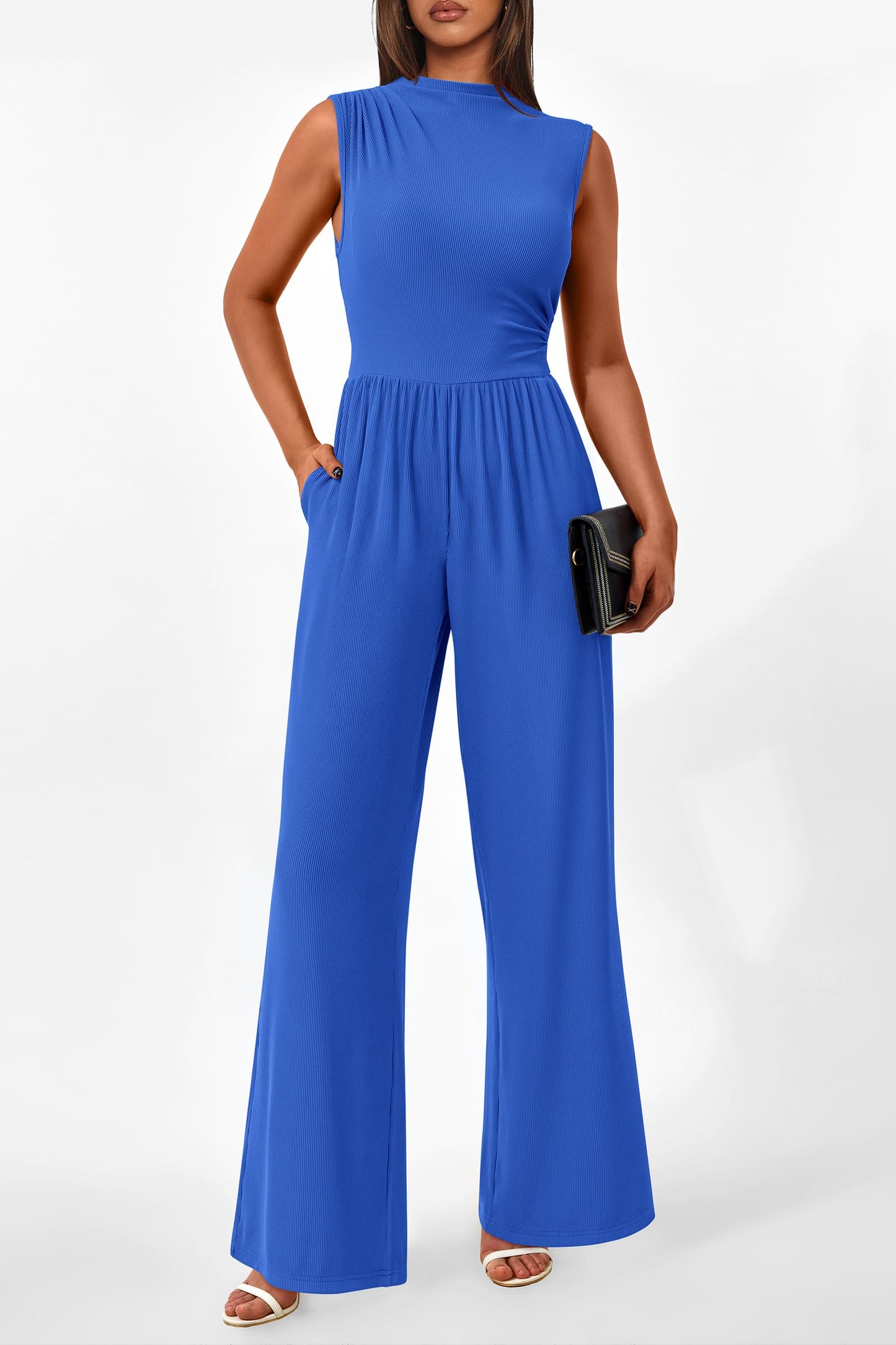 Betty | Sleeveless Wide Leg Rompers