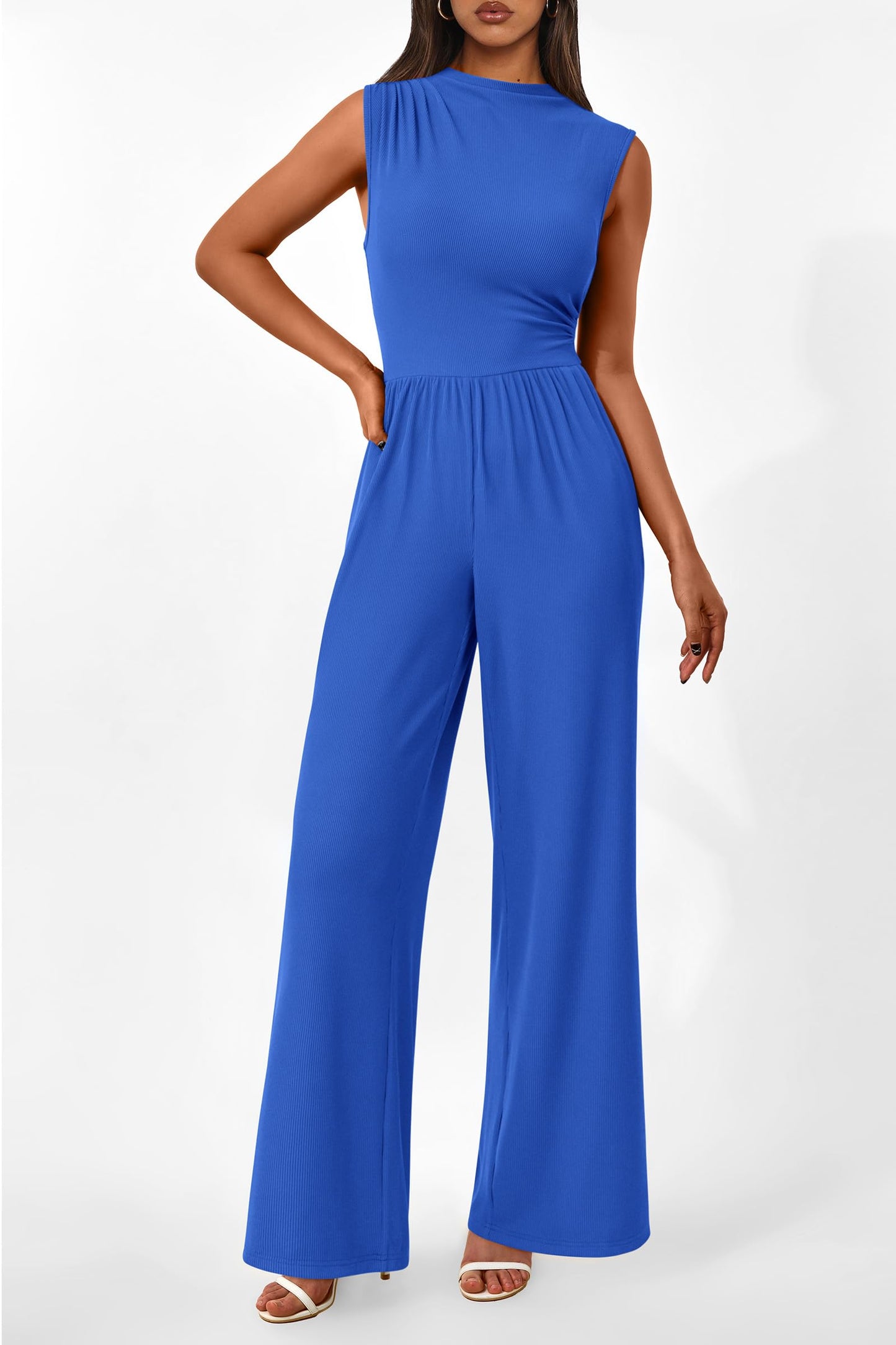 Betty | Sleeveless Wide Leg Rompers