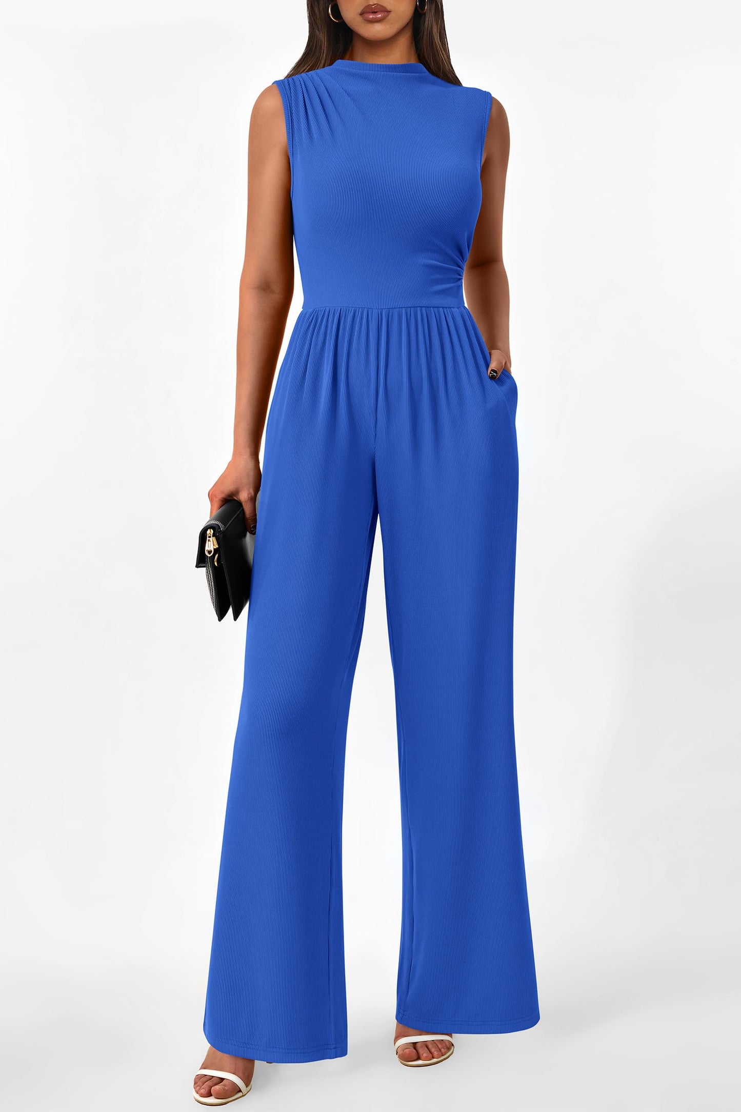 Betty | Sleeveless Wide Leg Rompers