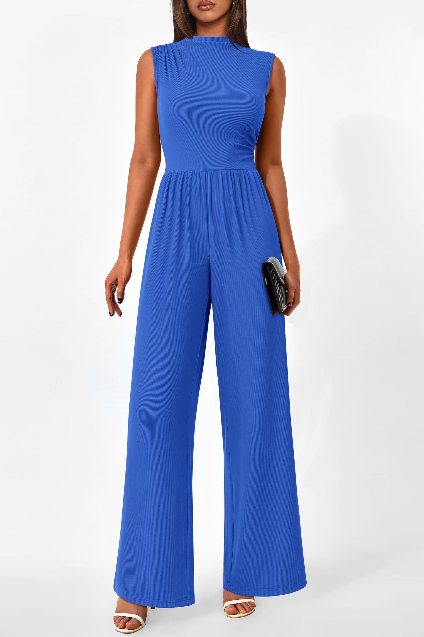 Betty | Sleeveless Wide Leg Rompers
