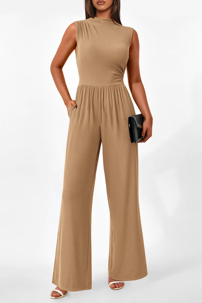 Betty | Sleeveless Wide Leg Rompers