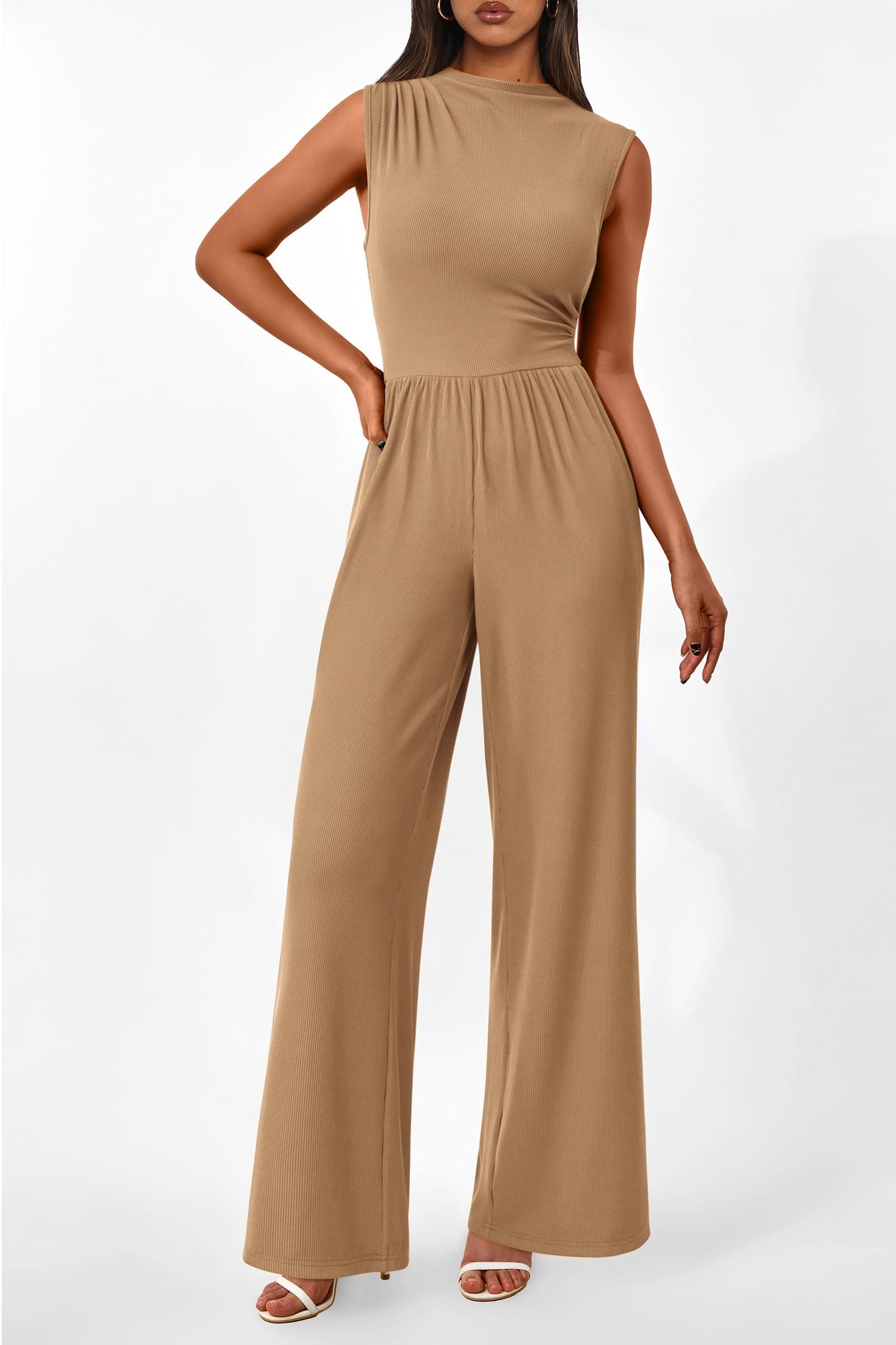 Betty | Sleeveless Wide Leg Rompers