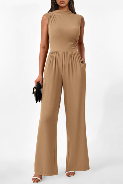 Betty | Sleeveless Wide Leg Rompers