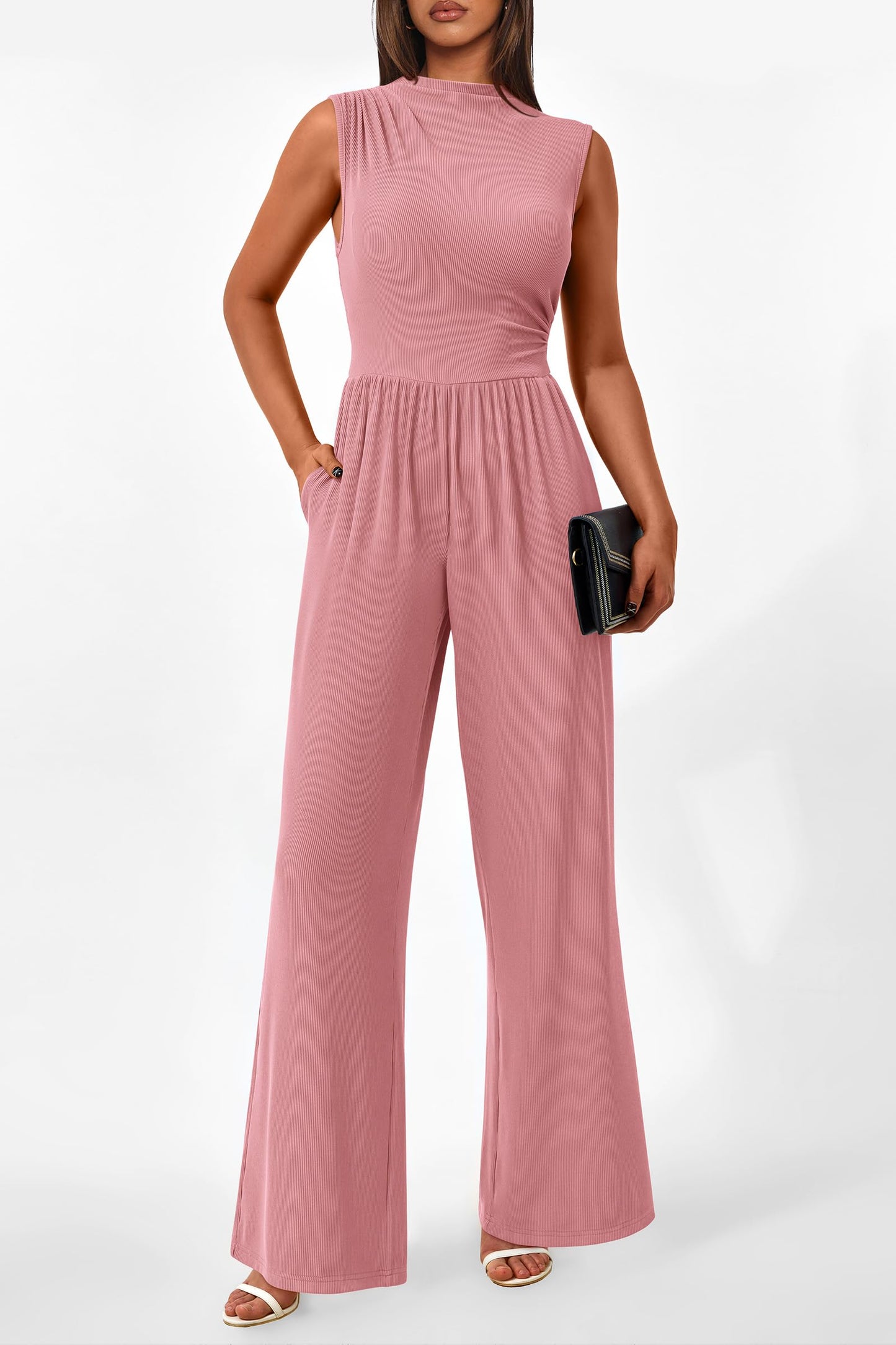 Betty | Sleeveless Wide Leg Rompers