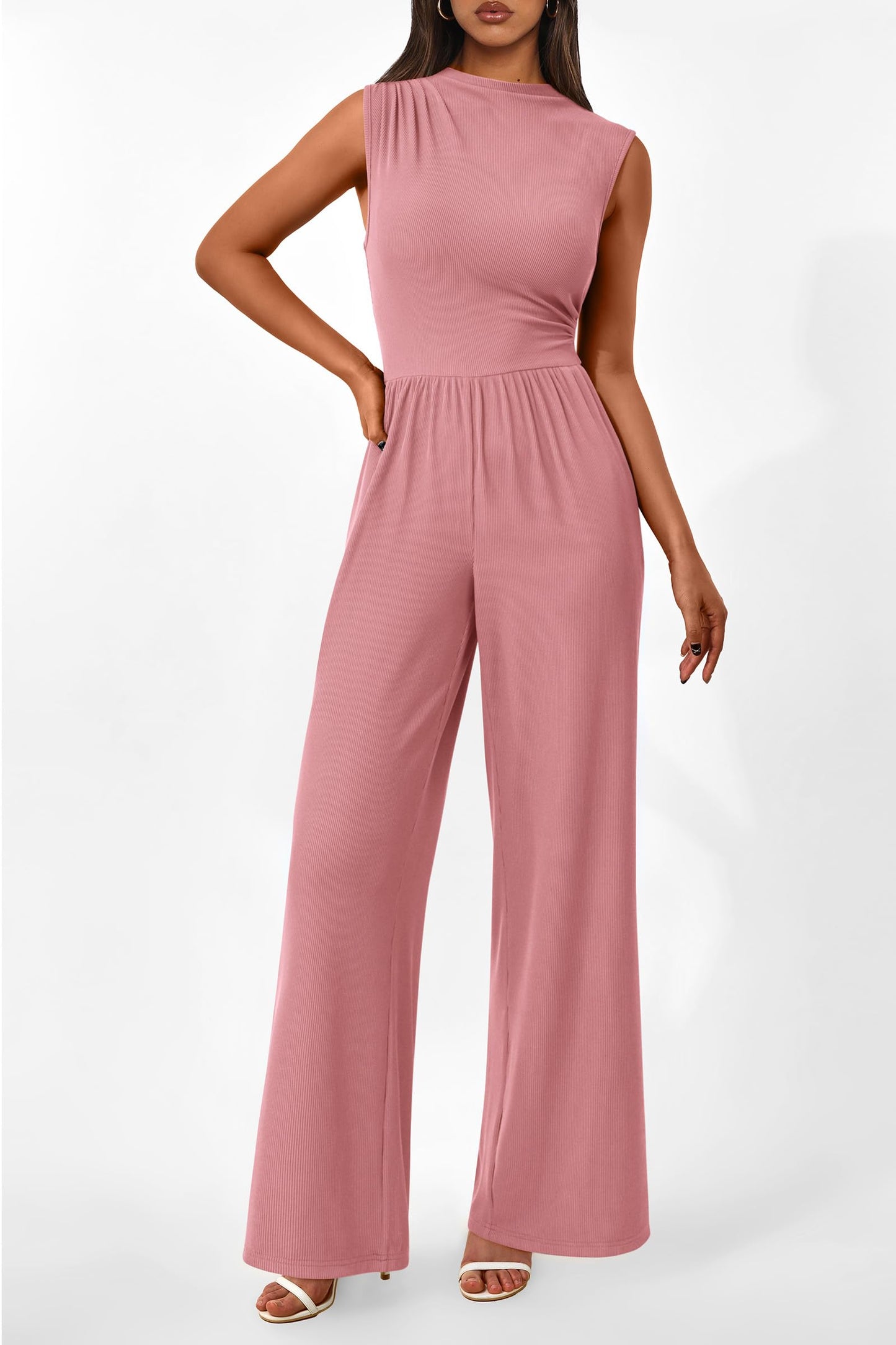 Betty | Sleeveless Wide Leg Rompers