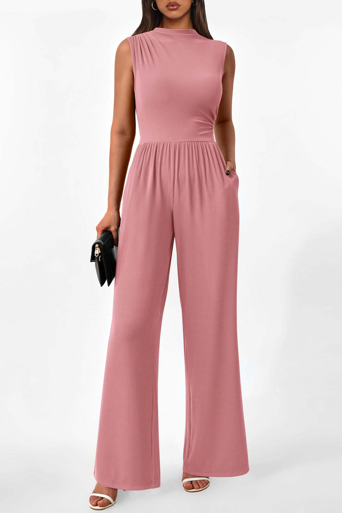 Betty | Sleeveless Wide Leg Rompers