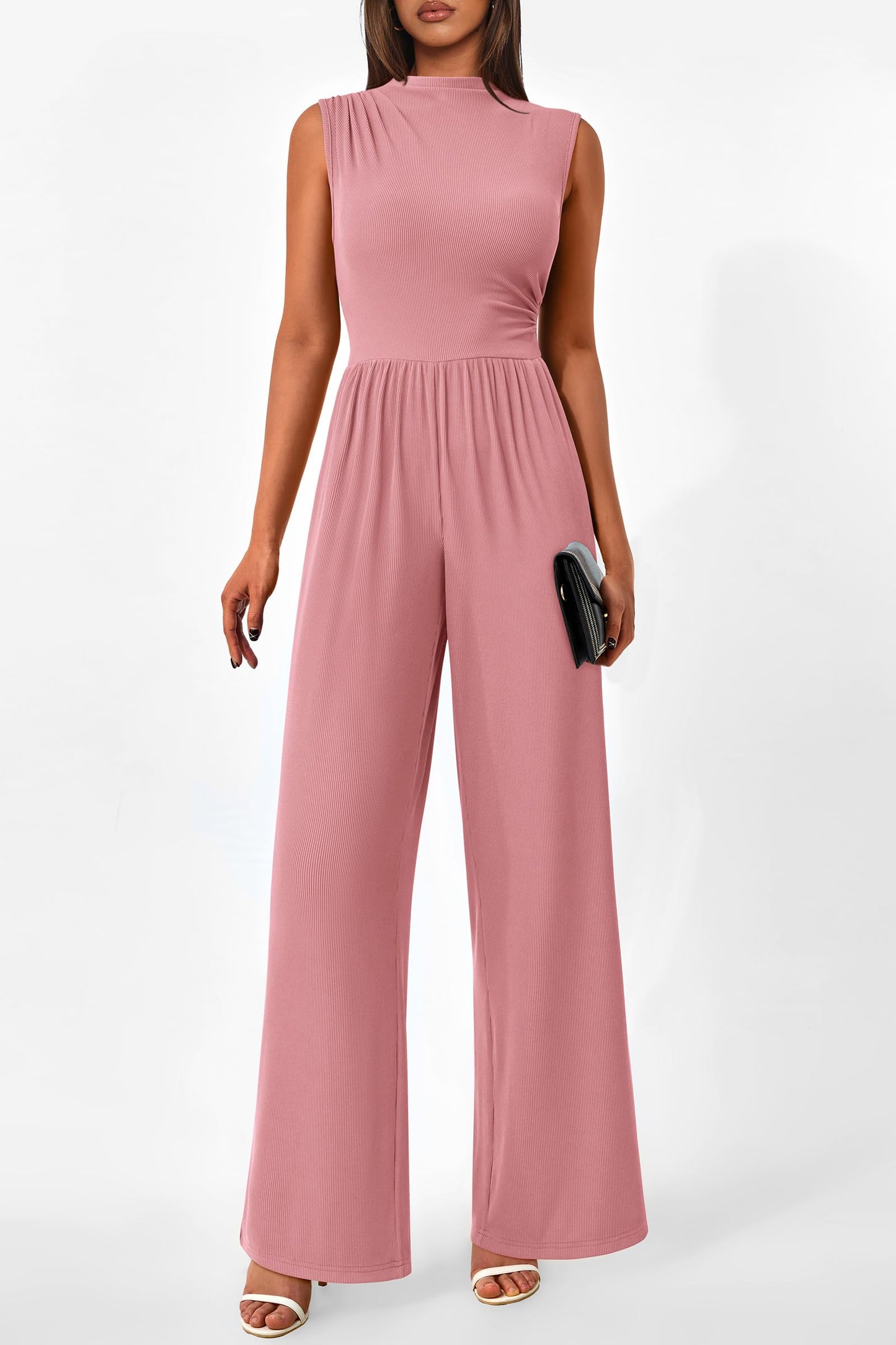 Betty | Sleeveless Wide Leg Rompers