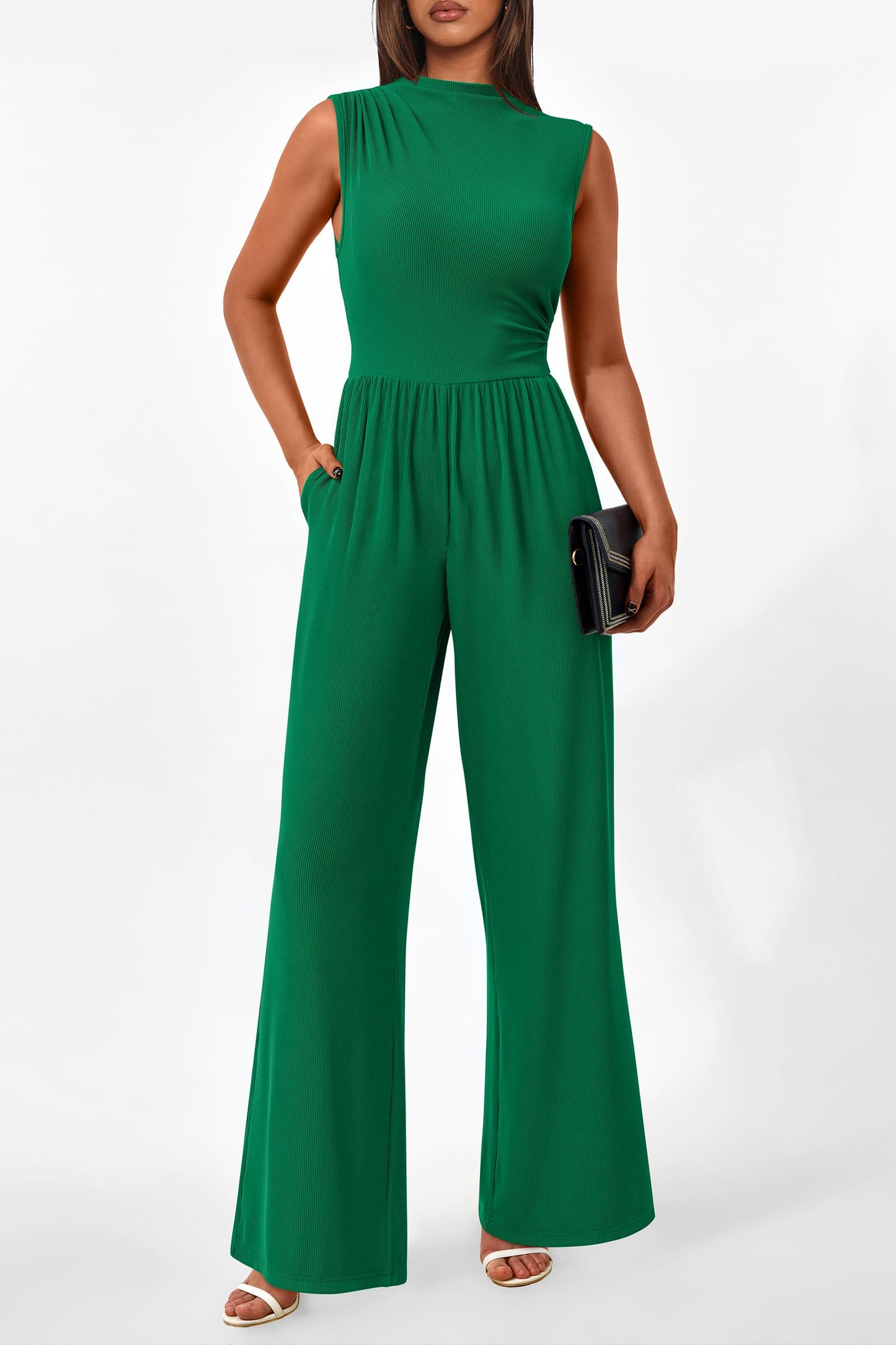 Betty | Sleeveless Wide Leg Rompers
