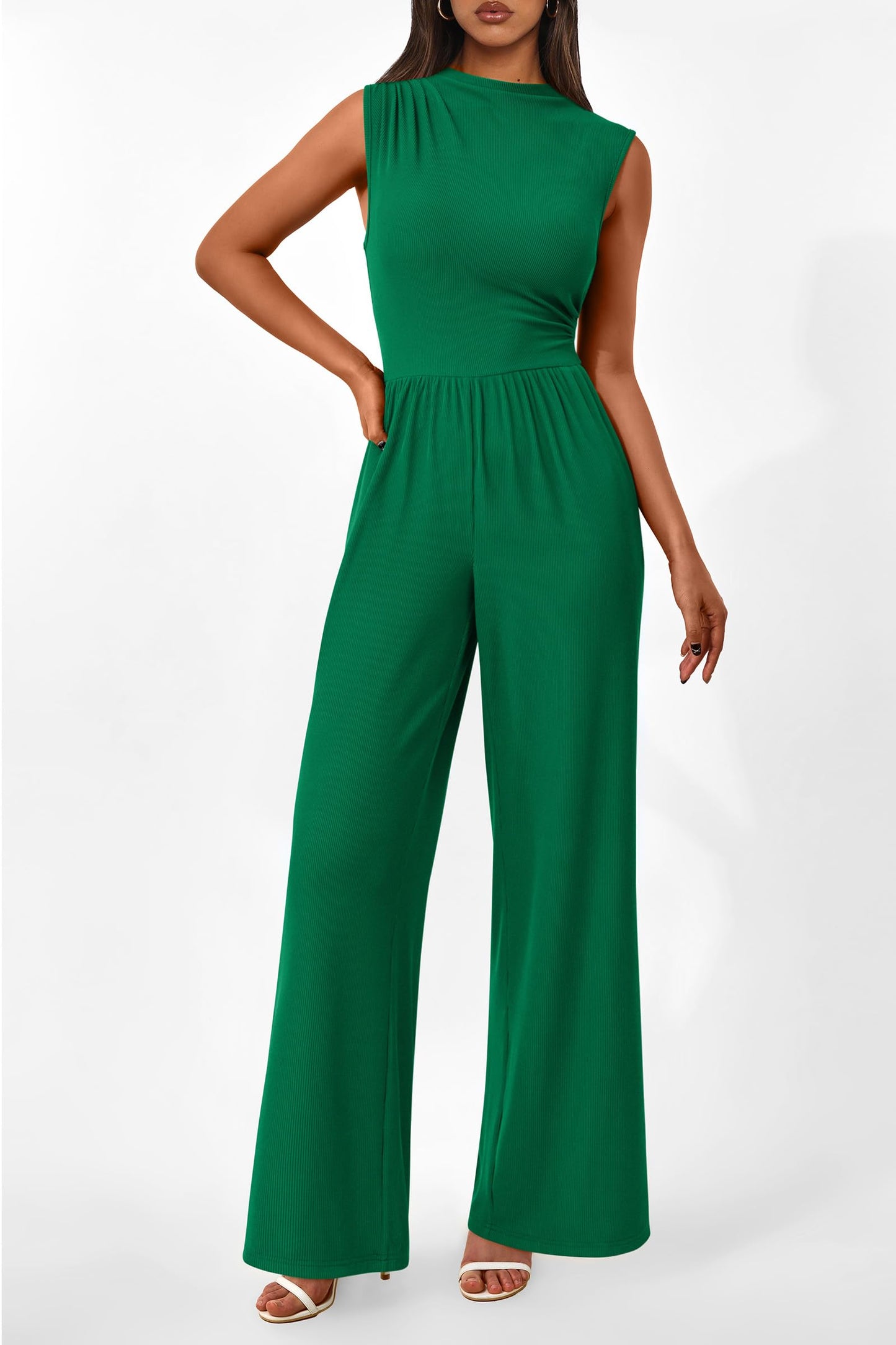 Betty | Sleeveless Wide Leg Rompers