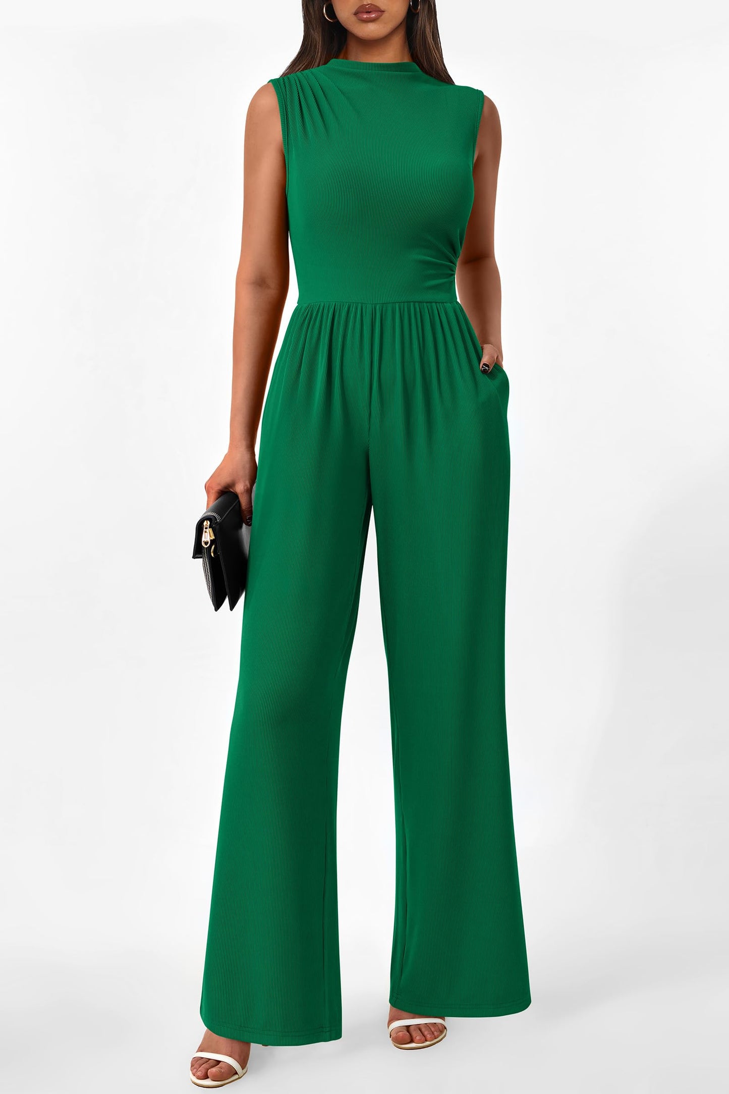 Betty | Sleeveless Wide Leg Rompers