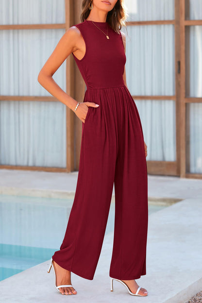 Betty | Sleeveless Wide Leg Rompers